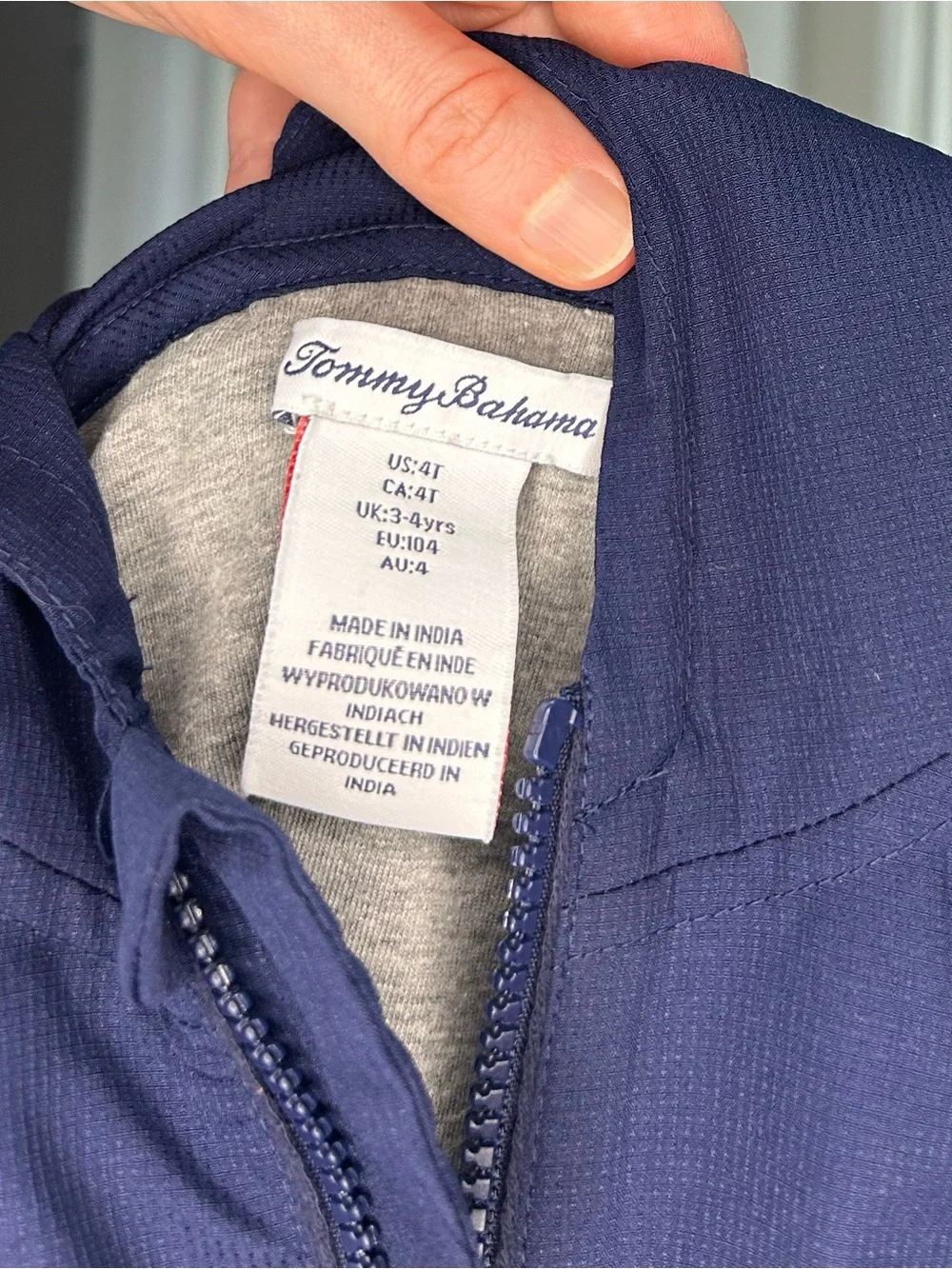 ☔️TOMMY BAHAMA Navy Kids' Hooded Weatherproof Rain Jacket - 4T (4 years old)